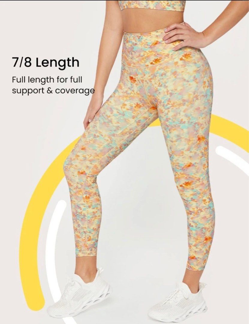 GLOWMODE FeatherFit floral Tie Dye 7/8 Length Gym Leggings Buttery Soft  High Stretch Y-Shaped Seam Tummy Control, Women's Fashion, Activewear on  Carousell