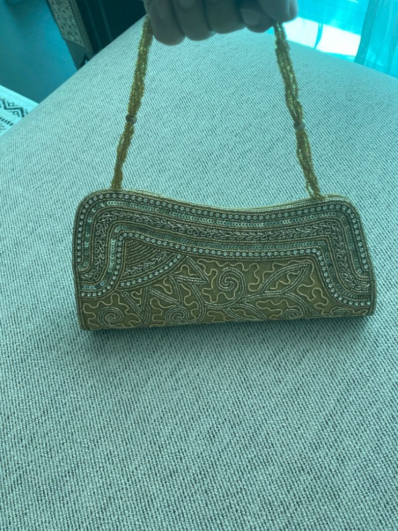 Gold beaded evening bag cheap