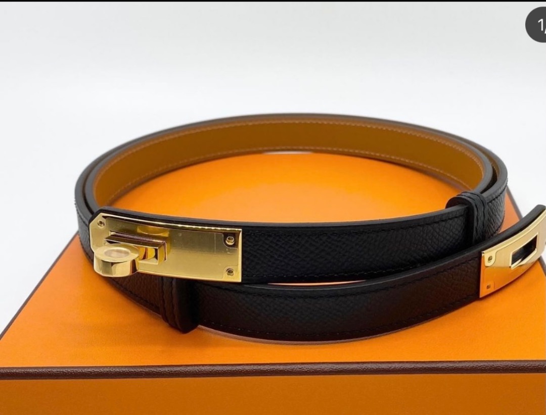 Hermes Etoupe Epsom 18 Kelly Belt gold, Luxury, Accessories on Carousell