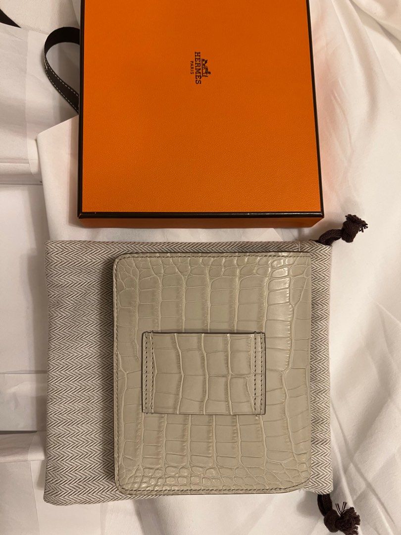 Hermes Roulis slim wallet matte white crocodile skin March 2023, Luxury ...