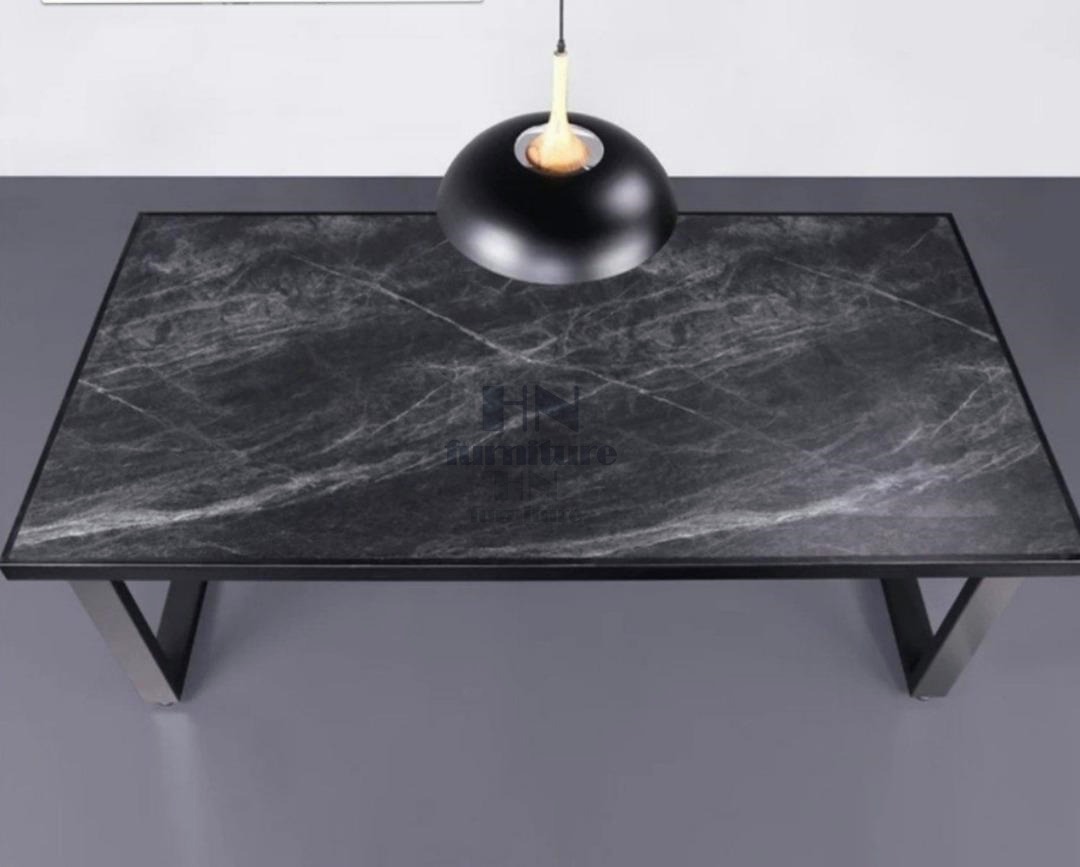 hn0929 ASPEN Black Mica Rock Dining Table Conference Table, Furniture