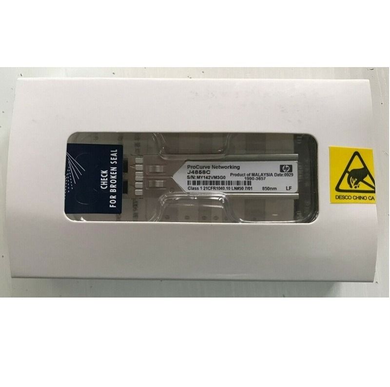 HP J4858C 1GB SFP multimode SFP Transceiver (Category: Networking) located in Caloocan City. Submitted by arnel.arnel1 (Listing ID 1223471454, Image 2). Description: HP J4858C 1GB SFP multimode SFP Transceiver Price: 4800 PRODUCT FEATURES • Hot-pluggable SFP • 1Gb/s bit rates • Wavelenght 850nm • Duplex LC connector Maximum distance: 220 m (62.5 µm core diameter, 160 MHz*km bandwidth 275 m (62.5 µm core diameter, 200 MHz*km bandwidth 500 m (50 µm