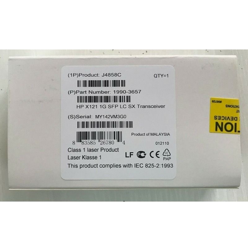 HP J4858C 1GB SFP multimode SFP Transceiver (Category: Networking) located in Caloocan City. Submitted by arnel.arnel1 (Listing ID 1223471454, Image 3). Description: HP J4858C 1GB SFP multimode SFP Transceiver Price: 4800 PRODUCT FEATURES • Hot-pluggable SFP • 1Gb/s bit rates • Wavelenght 850nm • Duplex LC connector Maximum distance: 220 m (62.5 µm core diameter, 160 MHz*km bandwidth 275 m (62.5 µm core diameter, 200 MHz*km bandwidth 500 m (50 µm