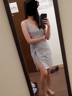 Hutz Fashion striped blue slit dress