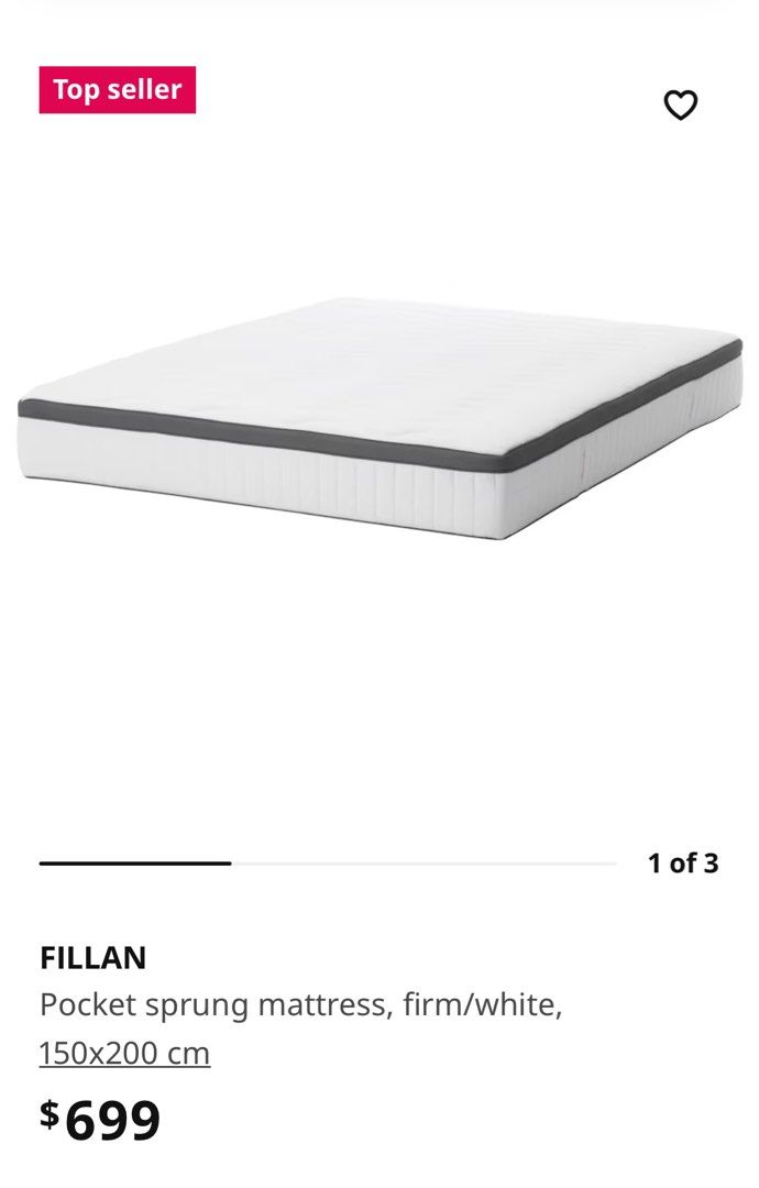 IKEA FILLAN queen size mattress, Furniture & Home Living, Furniture