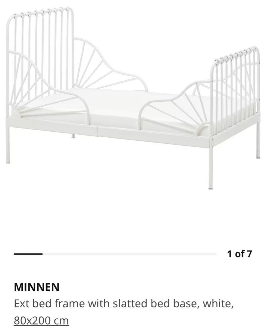 IKEA kids MINNEN Ext bed frame with slatted bed base yellow color