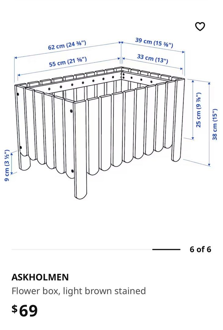 Ikea wooden flower box, Furniture & Home Living, Gardening, Pots
