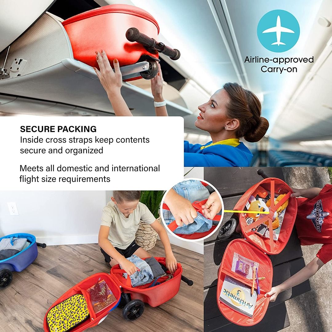 Kiddietotes 3D Hardshell Ride On Suitcase Scooter for Kids Cute