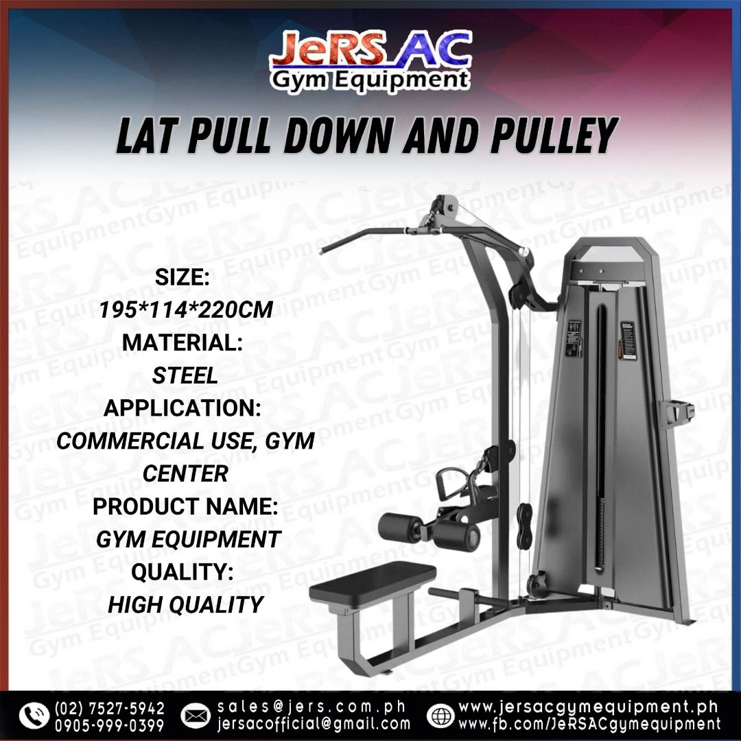 Lat Pull Down and Pulley Gym Equipment (Category: Cardio & Fitness Machines) located in Muntinlupa City. Submitted by lordnessje34822 (Listing ID 1223441833, Image 1). Description: Lat Pull Down and Pulley Gym Equipment 🌐 Website:https://jersacgymequipment.ph/ 💻 Facebook Main Page: JERS AC Gym/Exercise Equipment 💻 Instagram: https://instagram.com/jersacgymequipment 💻 Search our page JERS AC Gym/ Exercise Equipment for more info! 💳 We accept 