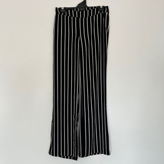 Mossman black and white striped wide leg split pants size 10