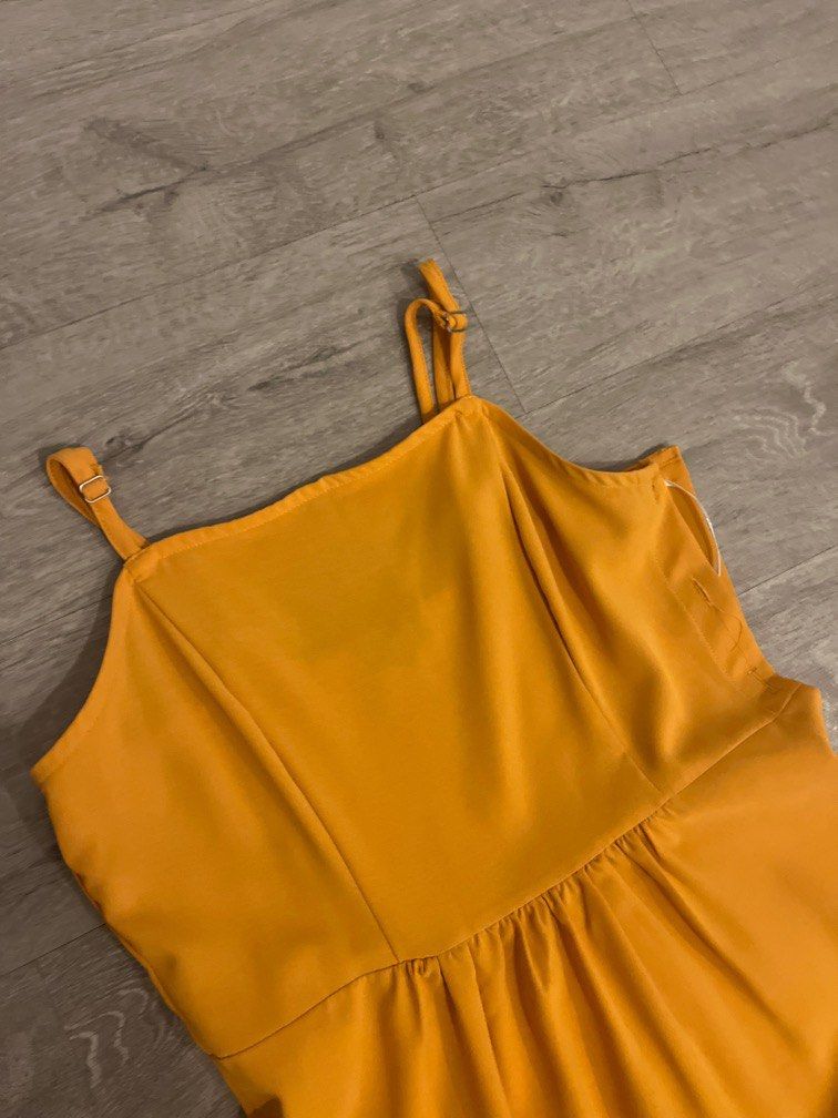 mustard yellow cami dress Cami Tiny Floral Tied Beach Dress In MUSTARD