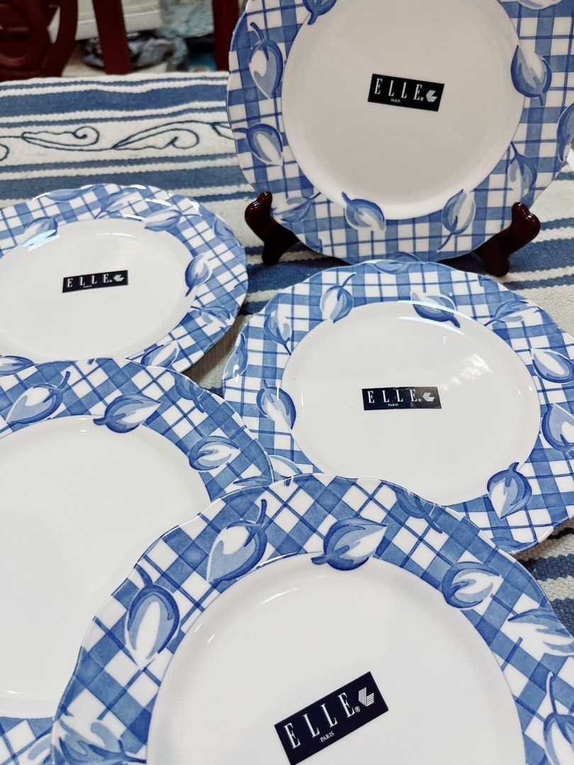 New! Elle Paris cake plates 5pcs (Category: Dinnerware & Cutlery) located in Silay City. Submitted by royal_salisbury.0215 (Listing ID 1223578641, Image 2). Description: Very cute and dainty Elle Paris Nikko Japan tableware cake plates. 5pcs with Elle stickers. New without box for only 1k! Looks actually more beautiful in actual. 😊.