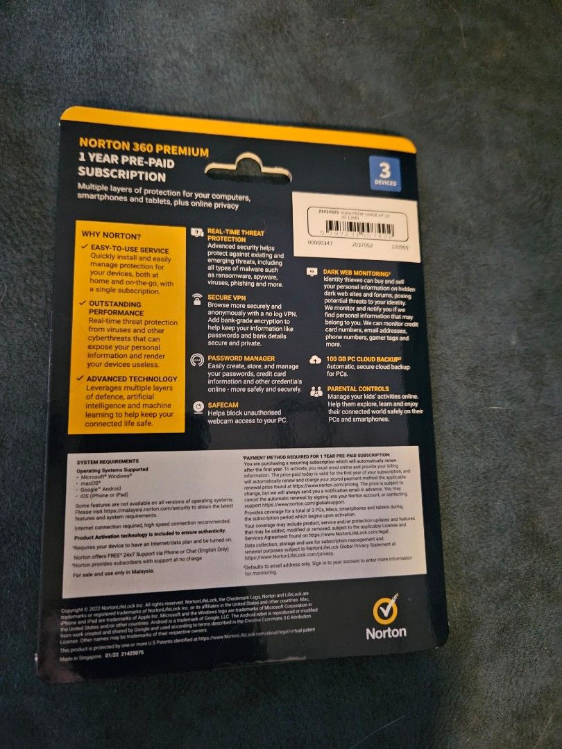 Norton premium 360 antivirus, Computers & Tech, Parts ...