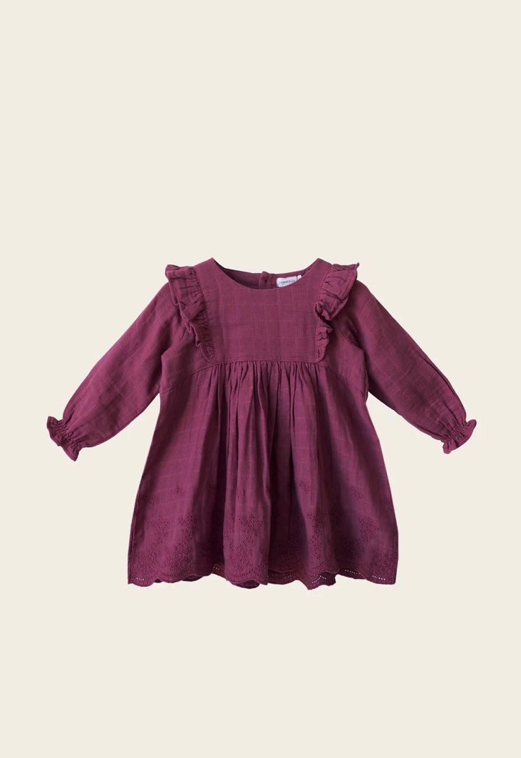 NWT Organic Cotton Muslin Long Sleeve Lily Dress Damson & Fig Jamie Kay,  Babies & Kids, Babies & Kids Fashion on Carousell