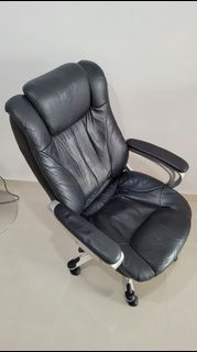 Office Leather Black Chair | Adjustable Height, Swivel, Fixed Arm, Tilt Mechanism | Rest, Sleep, Gaming, Comfortable, Cooling, Work, Home Office Set Up