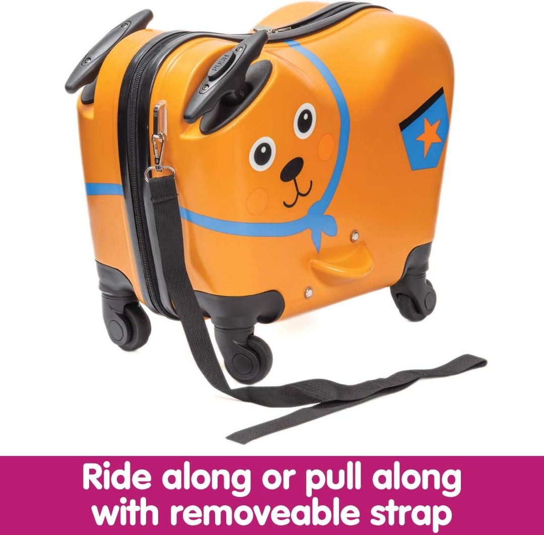 OOPS Ride On Trolley Luggage Bag for Children with Versatile Pull Strap and Extendable Handle Bear Character
