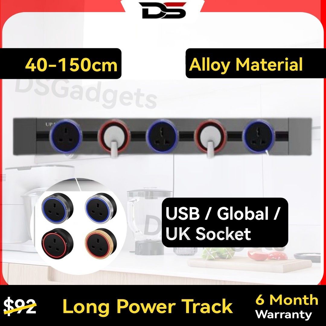 Kitchen Plug Track Power track wall sockets plug adapter rail multi socket led living room ...