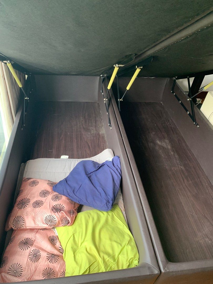 Queen Latex Mattress 7inch with Storage Frame and Ikea Computer Table