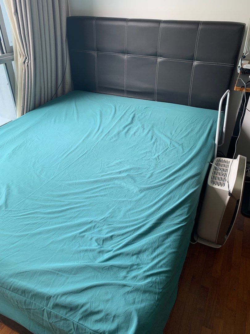 Queen Latex Mattress 7inch with Storage Frame and Ikea Computer Table