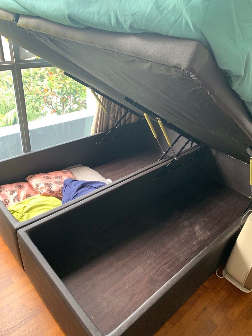 Queen Latex Mattress 7inch with Storage Frame and Ikea Computer Table