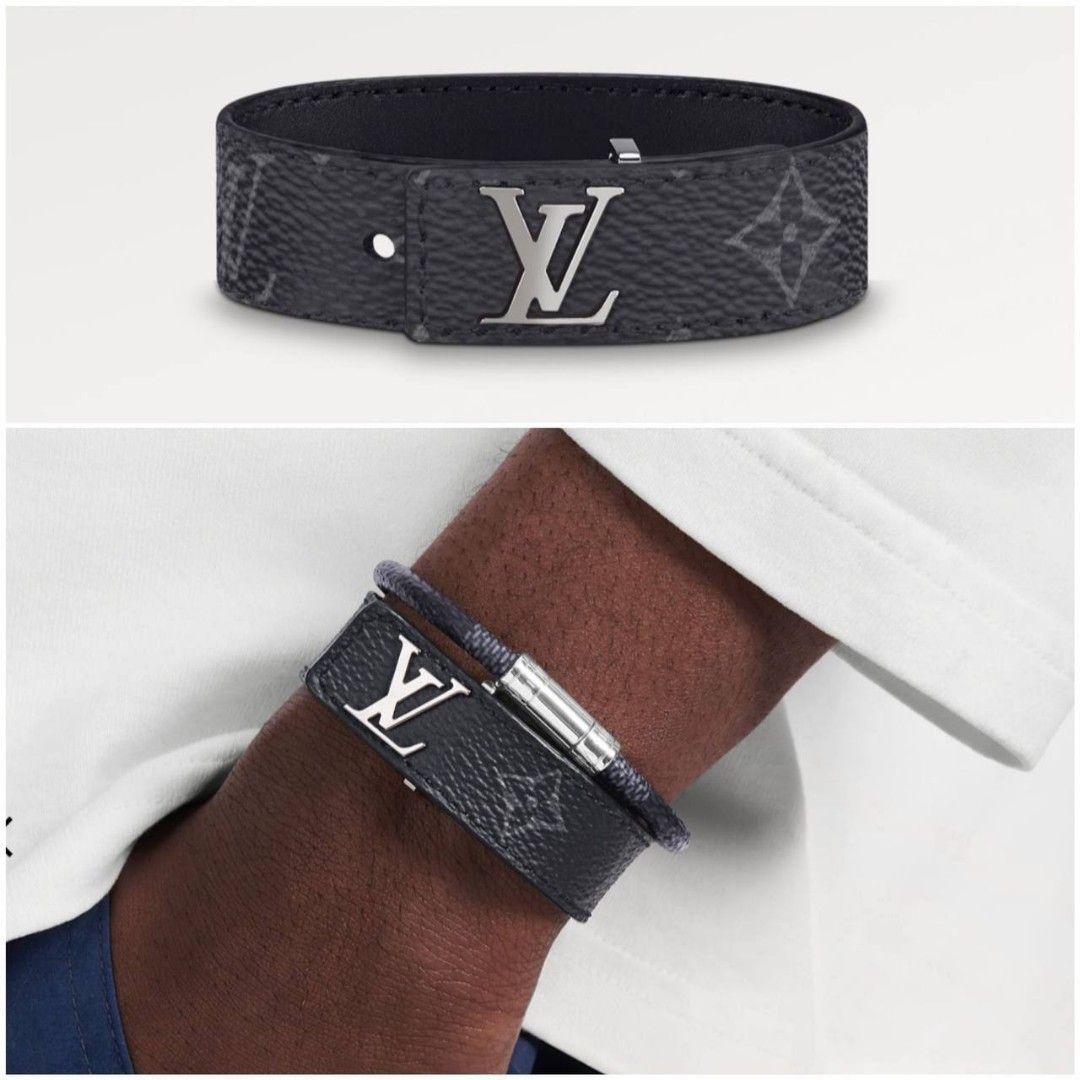 Louis Vuitton LV Slim Bracelet Grey Monogram Eclipse. Size 21
