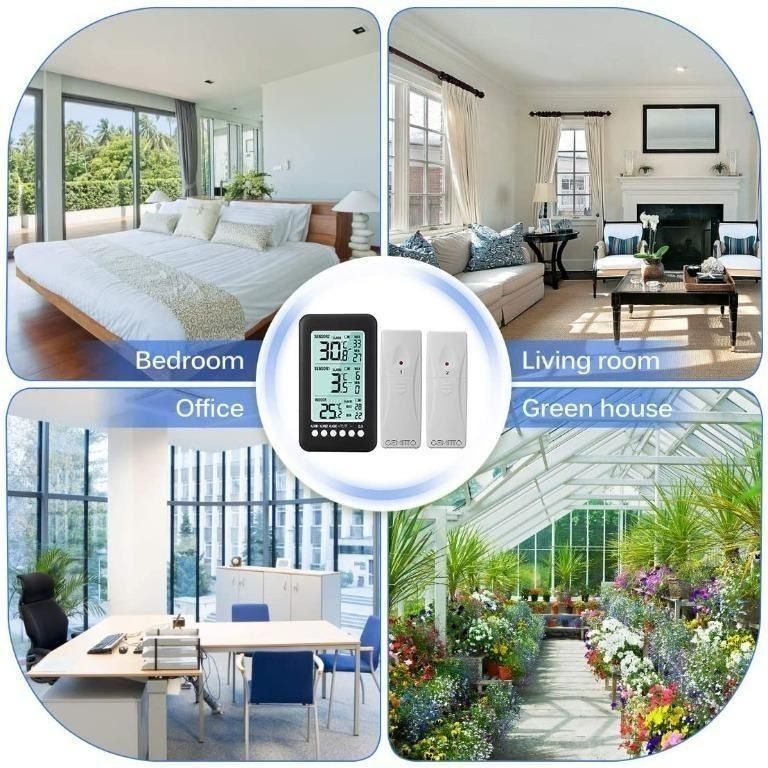 READY STOCK! GEMITTO Digital Room Thermometer with 2 Sensors, Temperature Monitor Meter Large