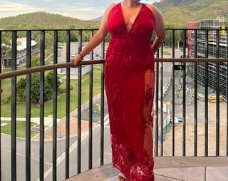 Red lace formal dress size 16-18