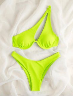 BRAND NEW! Rib One Shoulder Underwire High Cut Bikini Swimsuit