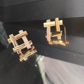 S925 Blinging Geometric Golden Earrings (No. B11)