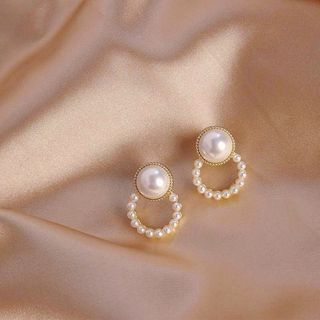 S925 Pearls Circle Earrings (No. B17)