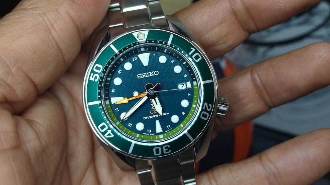 Seiko Prospex SFK003J1 Sea Sumo GMT Solar Power Green Analog Made In Japan Men s Watch SFK003J SFK003 Men s Fashion Watches Accessories Watches on Carousell