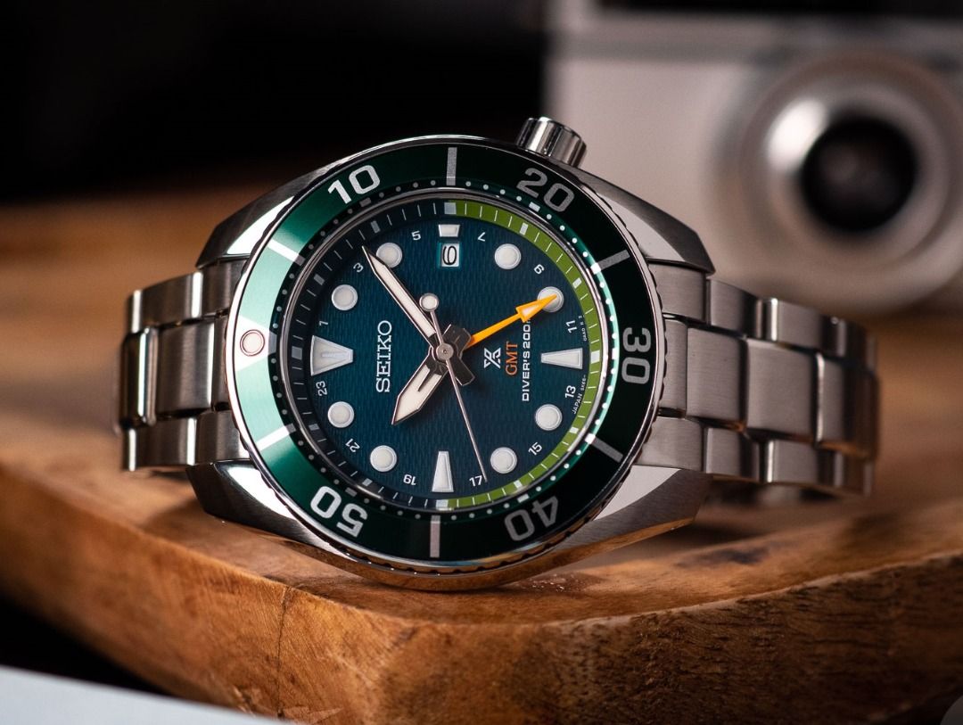 Seiko Prospex SFK003J1 Sea Sumo GMT Solar Power Green Analog Made In ...