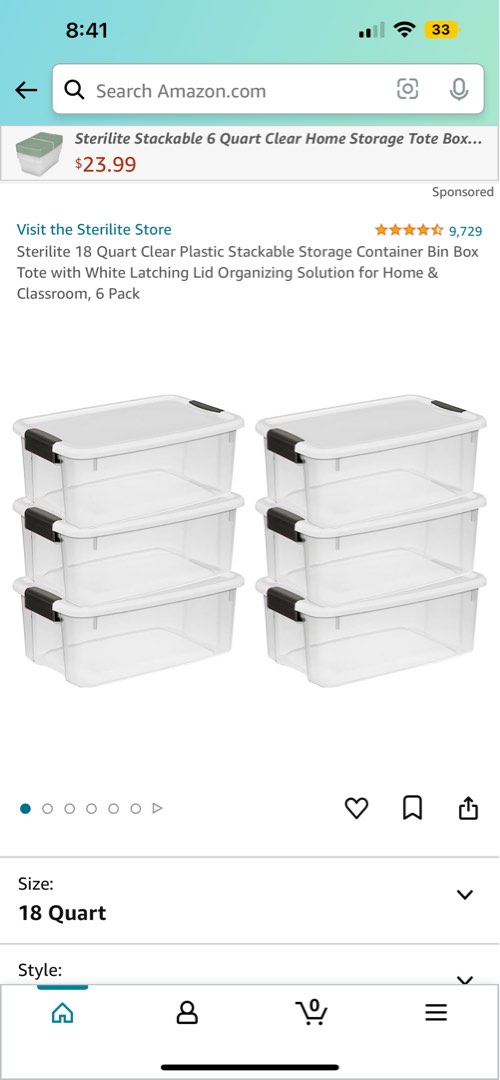Sterilite 18 Quart Clear Plastic Stackable Storage Container Bin Box ...