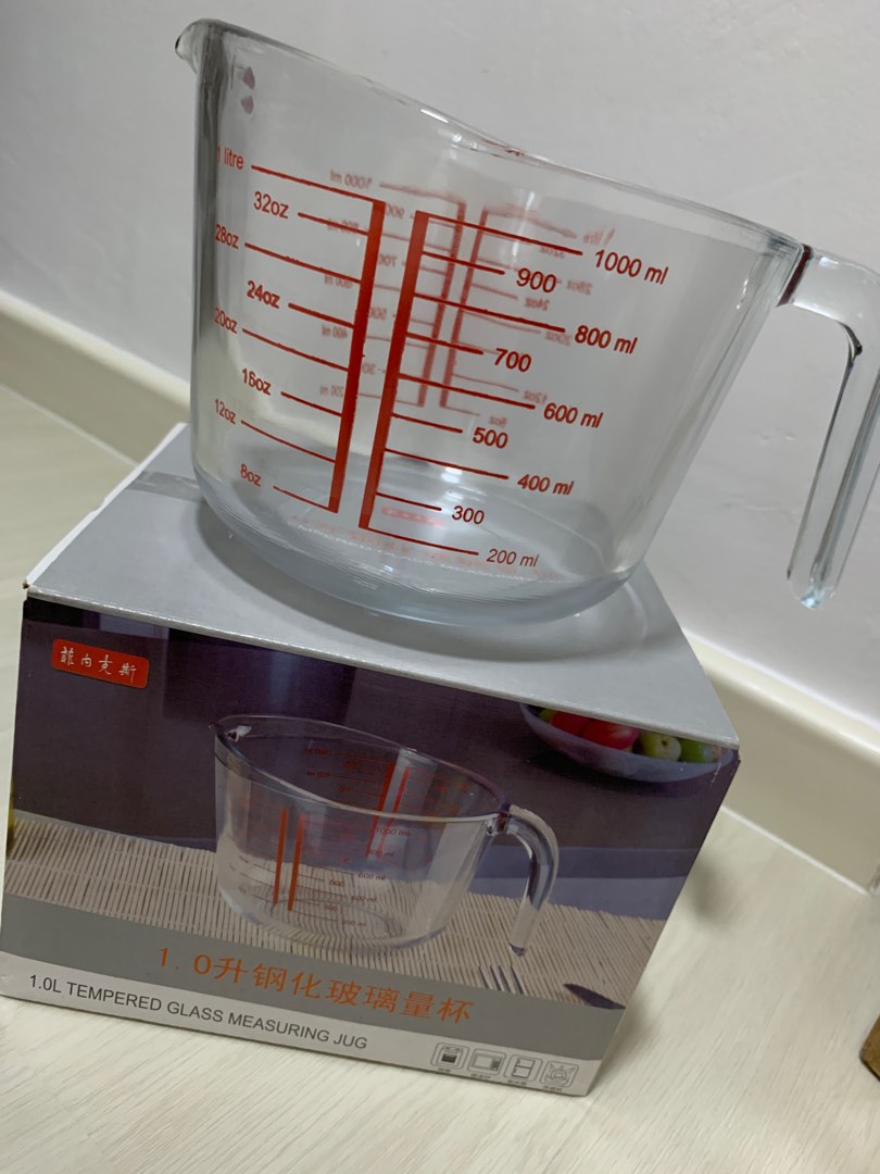 Tempered Glass Measuring Jug 1L, Furniture & Home Living, Kitchenware