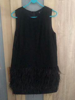 Tibi Black Dress With Ostrich Feathers