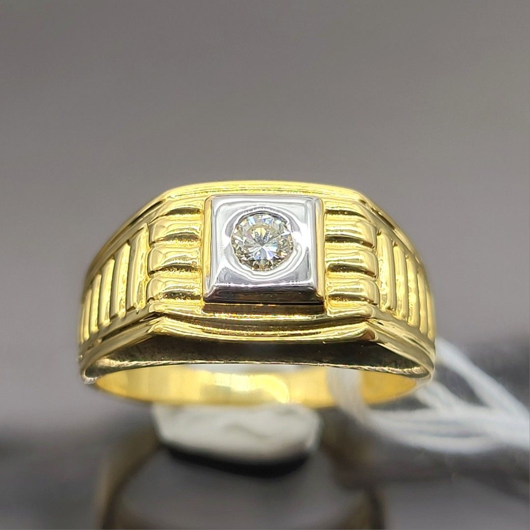 TM-Diamond Ring in 850 Yellow Gold, Men's Fashion, Watches