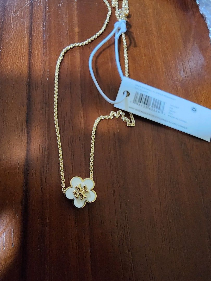 Tory Burch Kira Enamel Flower-Pendant Necklace