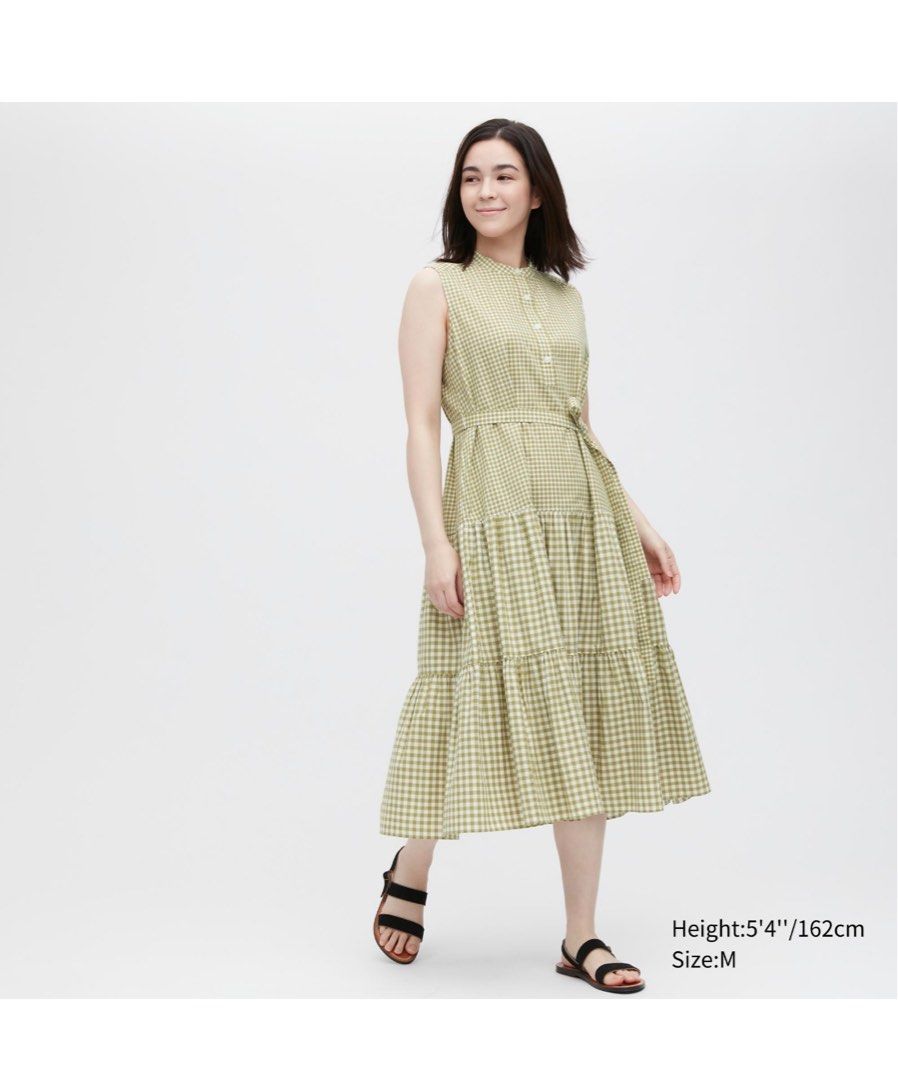 Uniqlo slub cotton sleeveless dress, Women's Fashion, Dresses