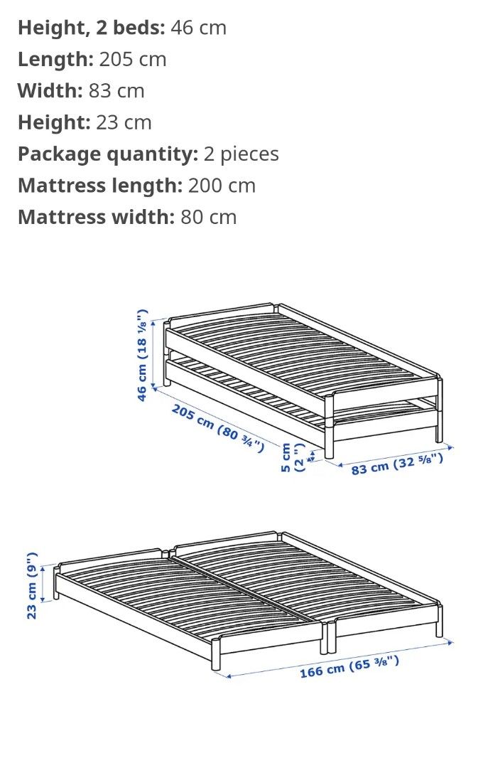 Utaker Ikea Stackable Bed, Furniture & Home Living, Furniture, Bed