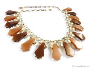 Vintage 1950s Pakula Brown Thermoset Necklace, nk893-c