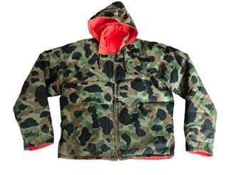 Vintage 70s Frog Skin Camo Reversible Zero Zone Down Bomber Army Jacket