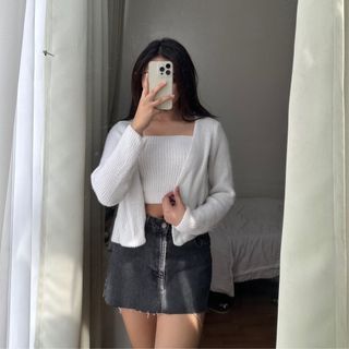 White Knitted Top and Cardigan