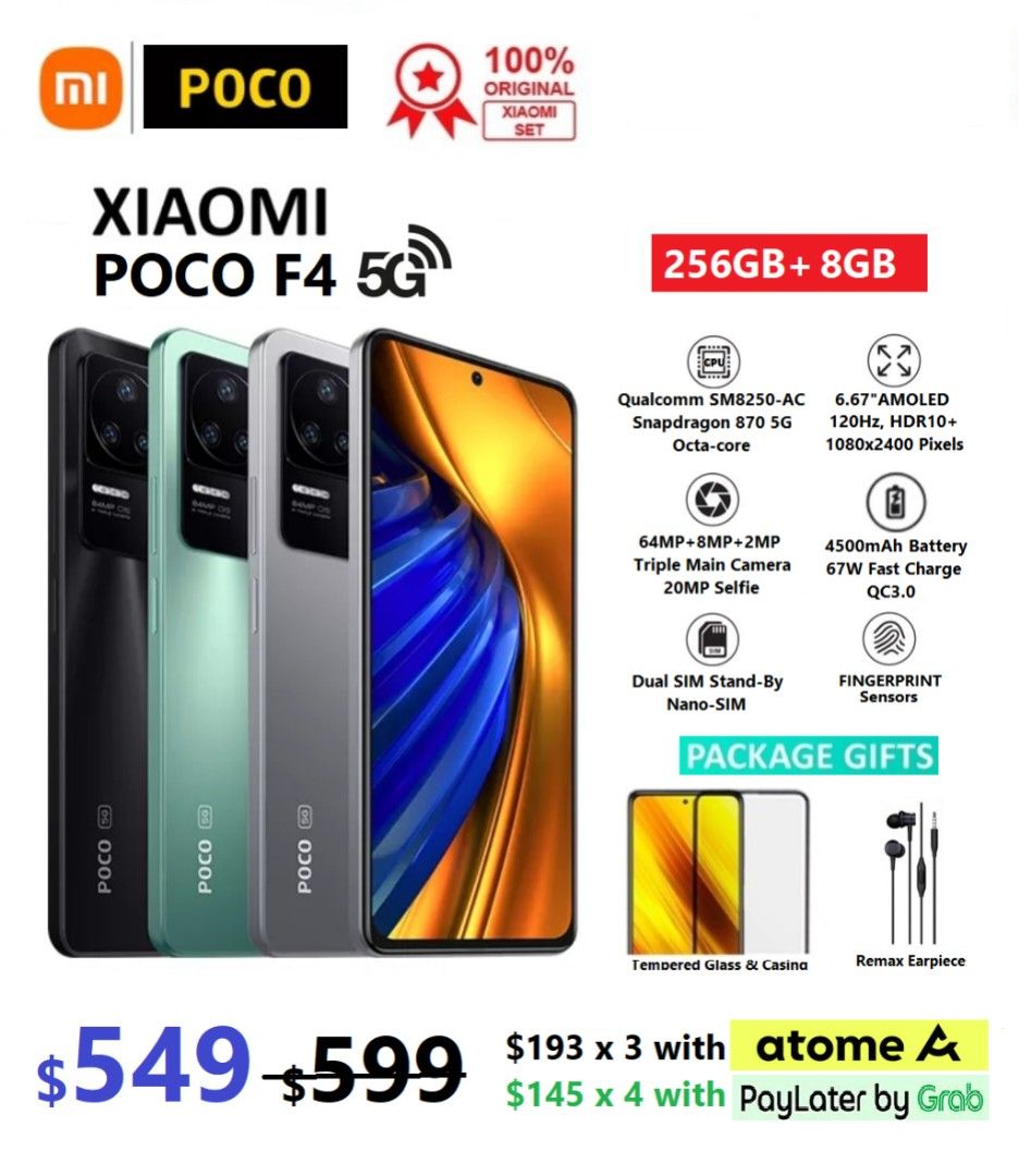 Xiaomi F4 5G 256GB+8GB RAM QC Snapdragon 870 5G (New) 1 Year Local ...