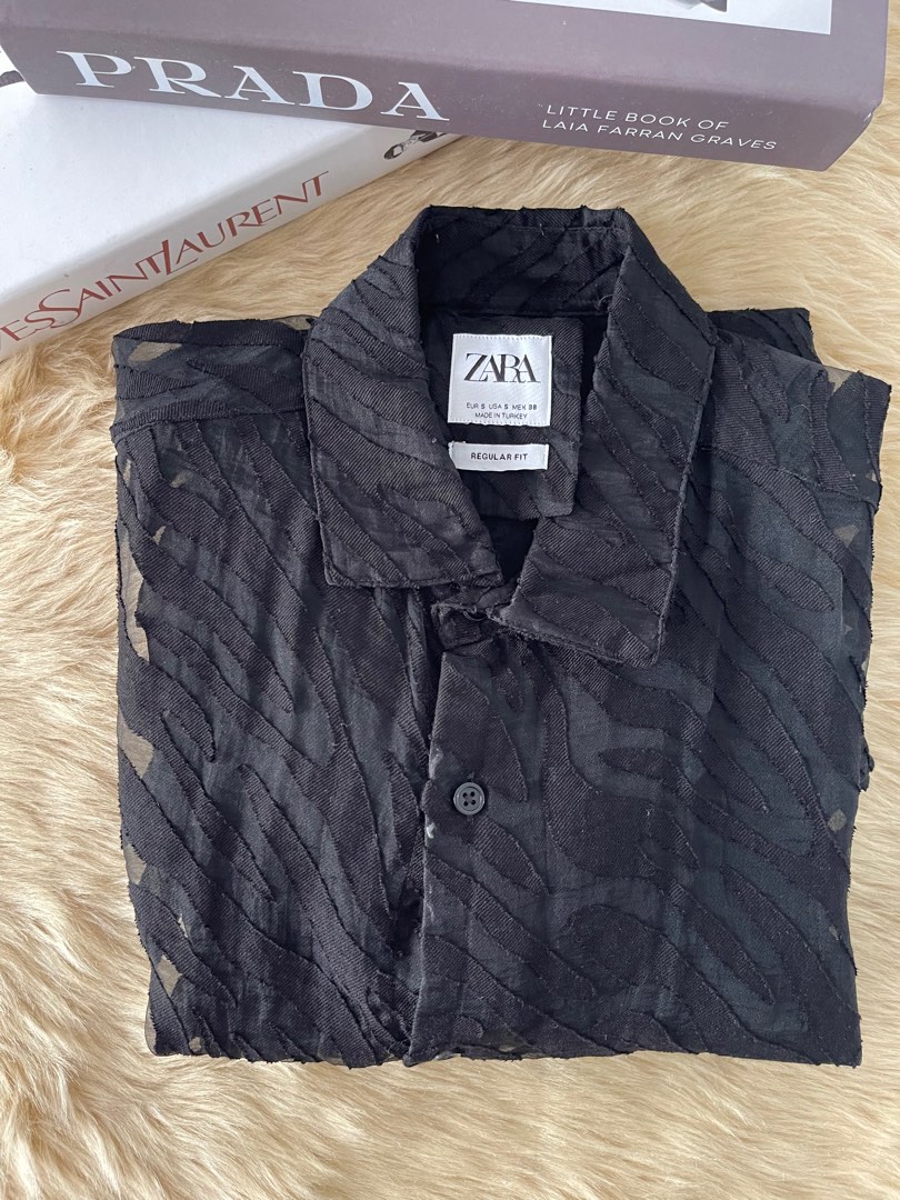 Zara Black Seethrough Long Sleeves, Men's Fashion, Tops & Sets, Formal