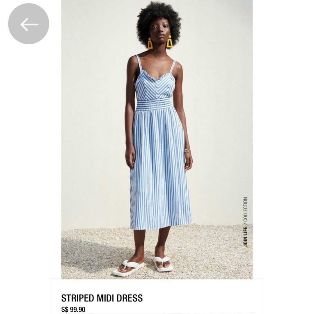 Zara blue stripe linen Maxi dress