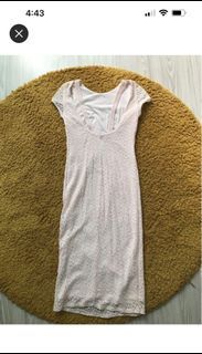 Zara pastel pink backless maxi lace dress