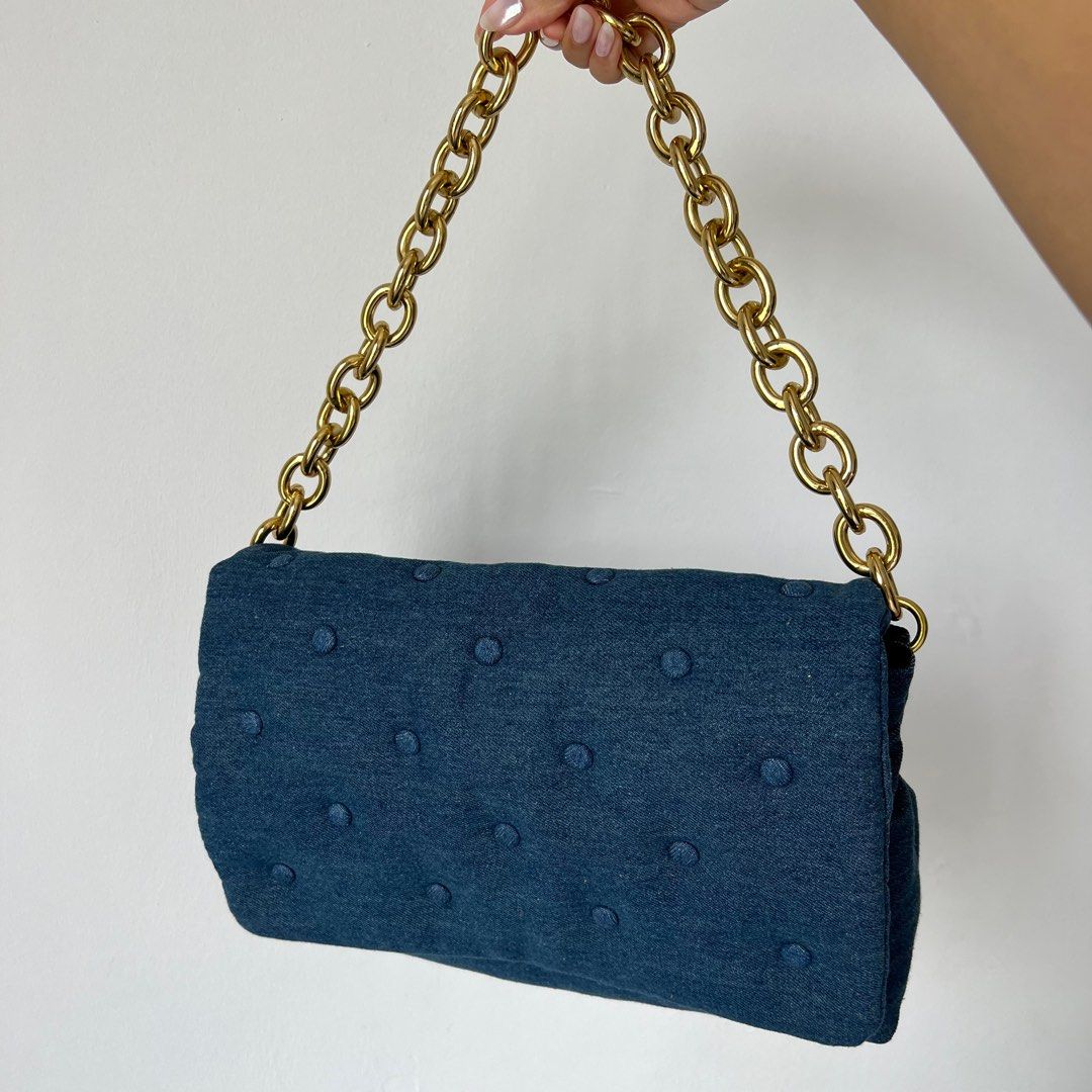 Zara quilted denim shoulder bag clearance