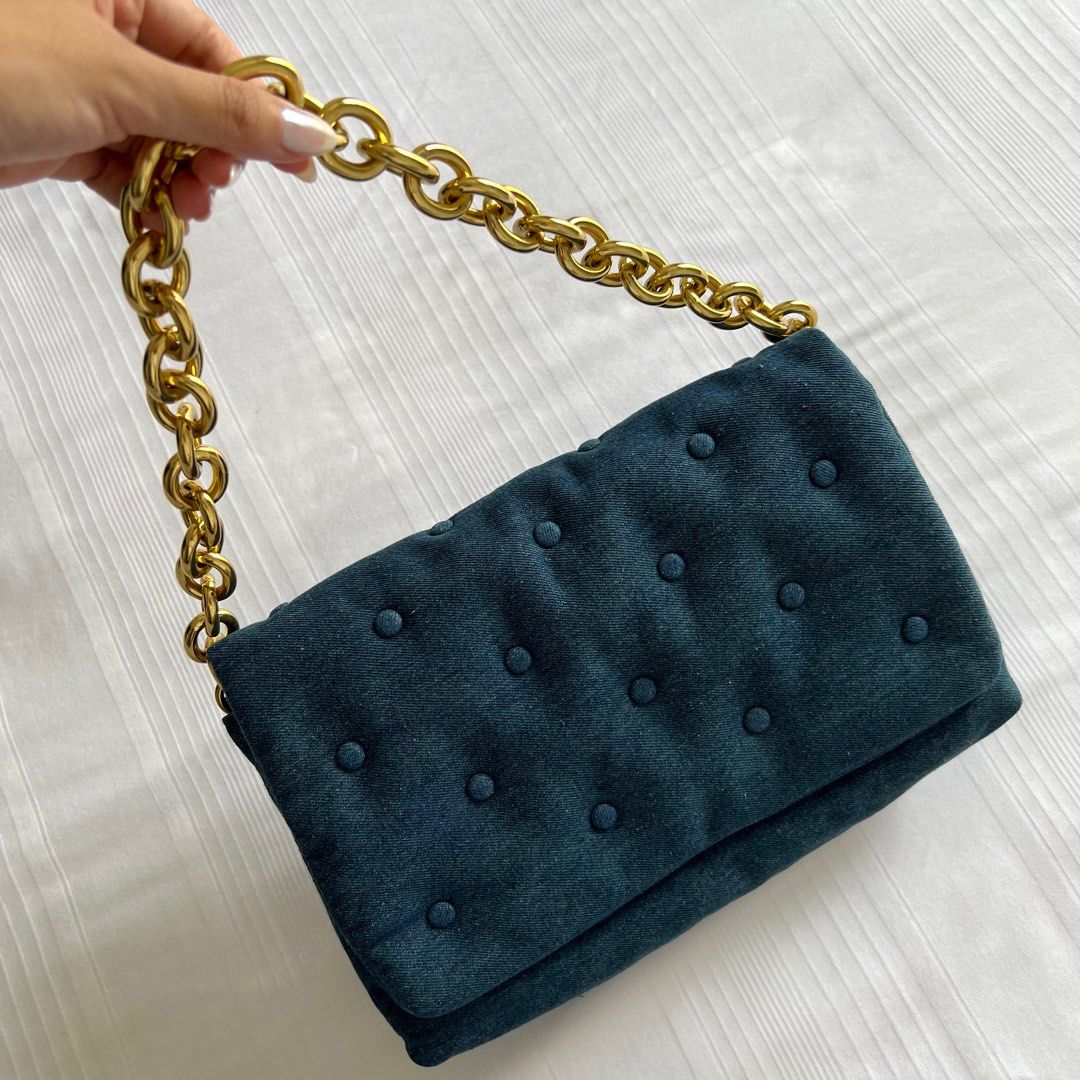 Zara denim quilted bag clearance