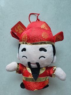 繡花傳統服飾服裝紋理花紋中國紅財神公仔