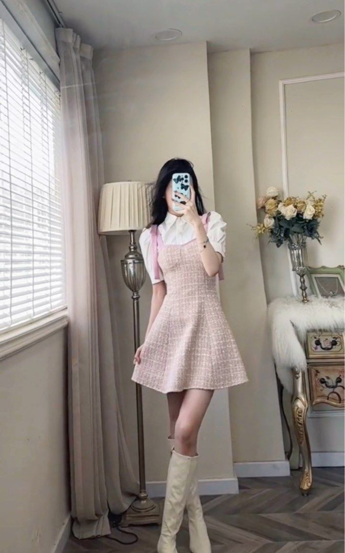 korean pink dress New Pink Princess Bride One Shoulder Wedding Dress